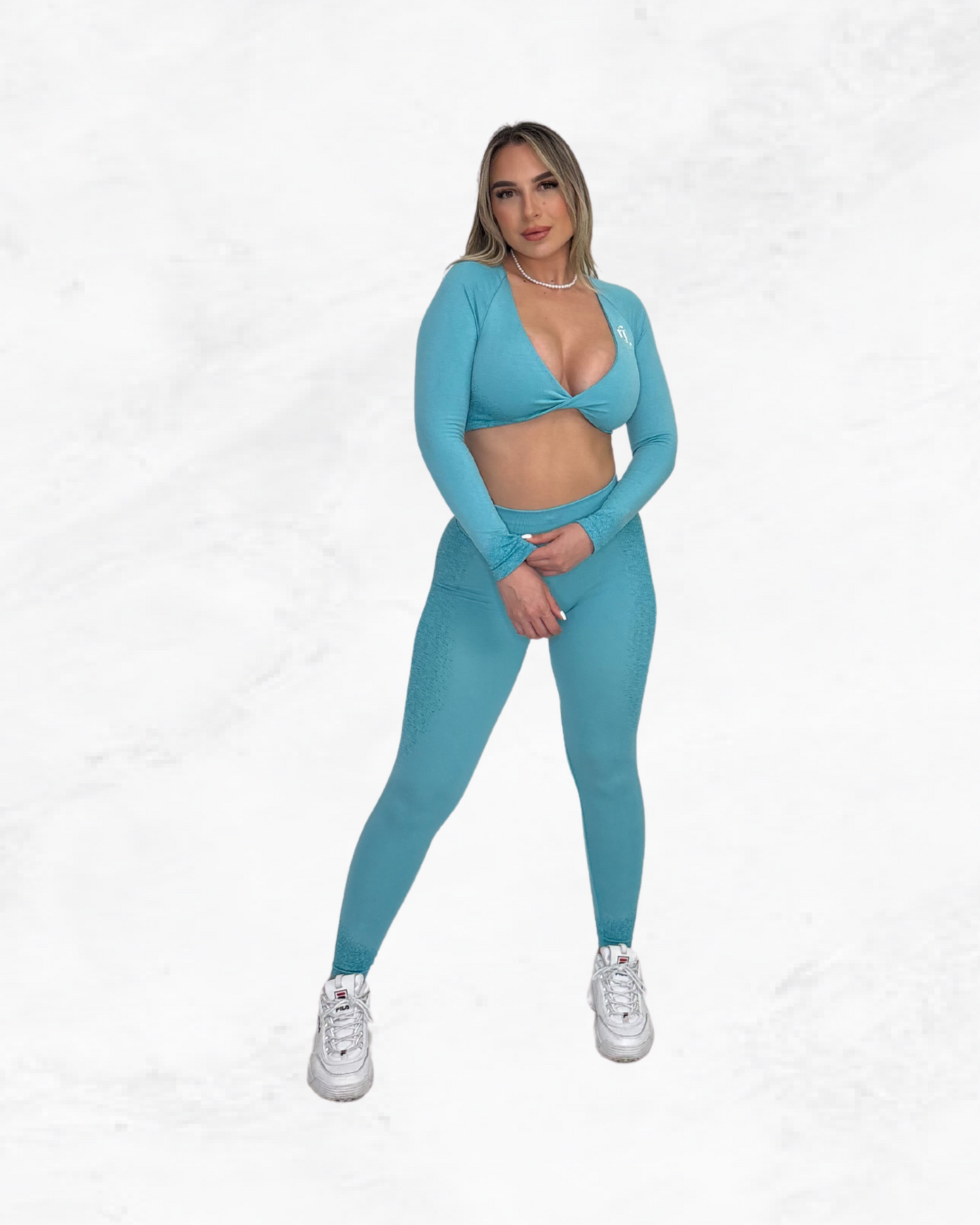 Baby Blue Frosted Dreams - Long Sleeve Crop