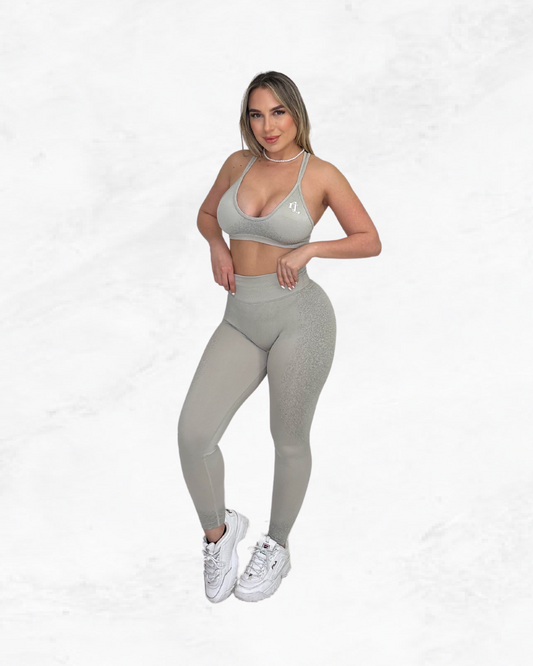 Stone Grey Frosted Dreams - Open Back Sports Bra